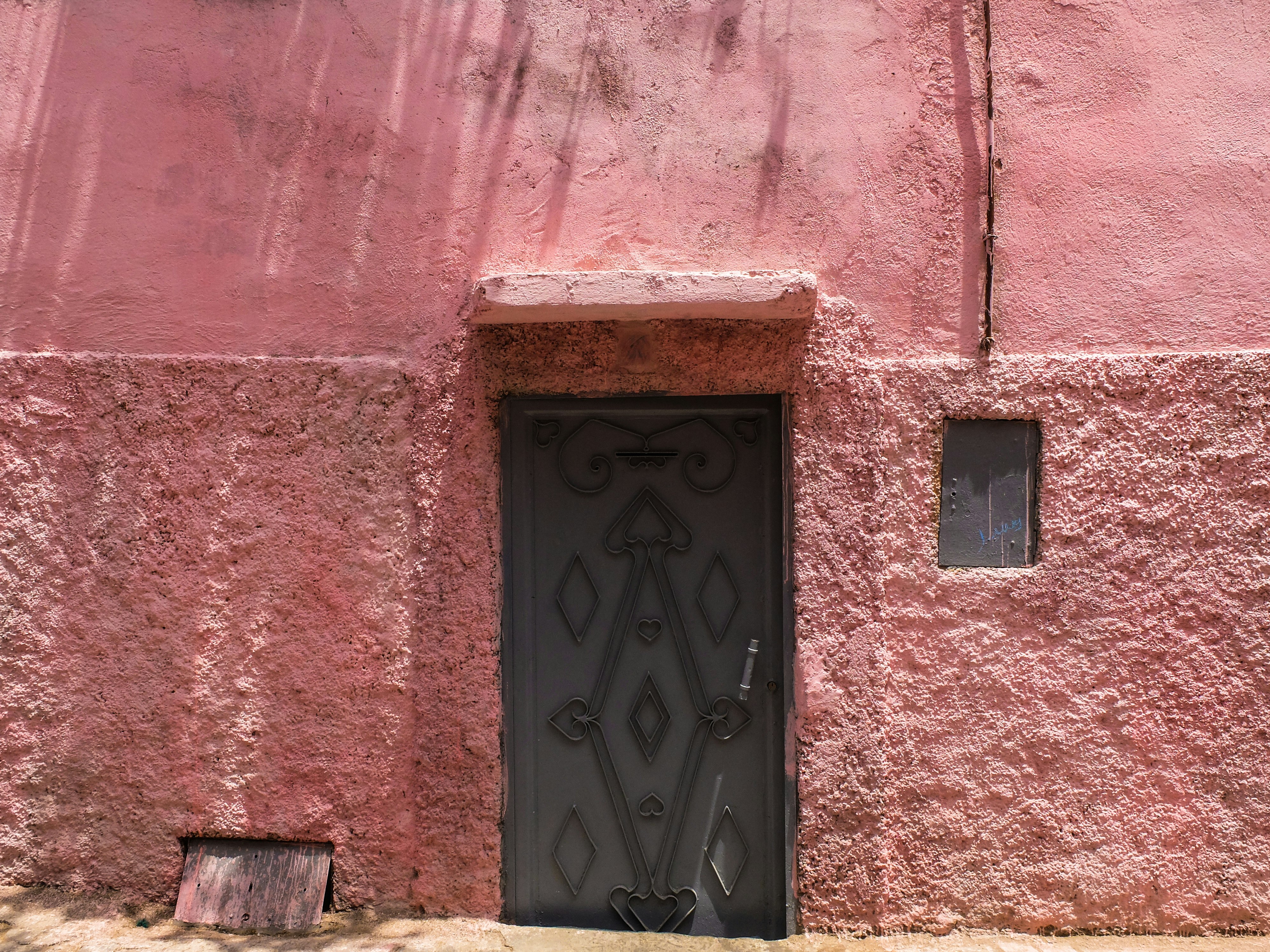 gray metal door frame